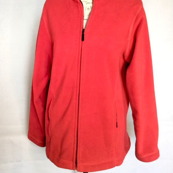 Eddie Bauer Red Fleece Zippered Jacket Unisex MEDIUM - Picture 8 of 10
